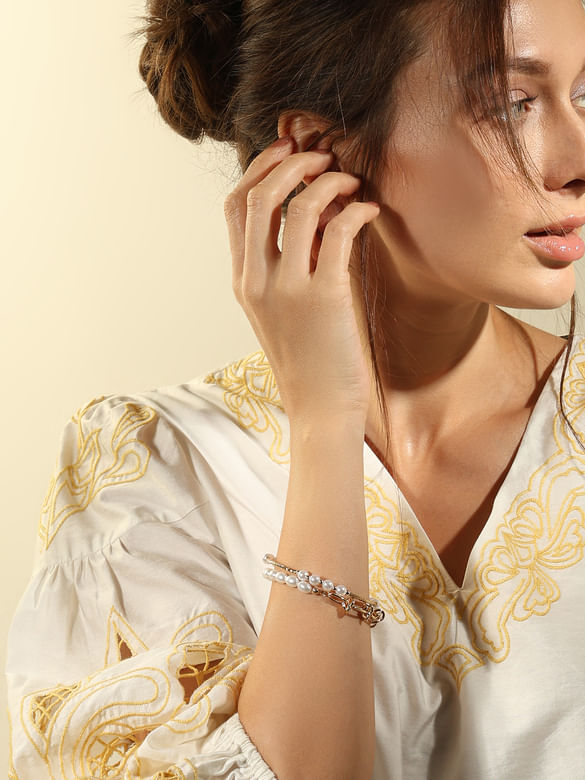 Golden Pearl Embellished Bracelet