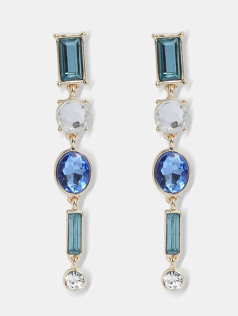 Blue Gemstone Long Drop Earrings