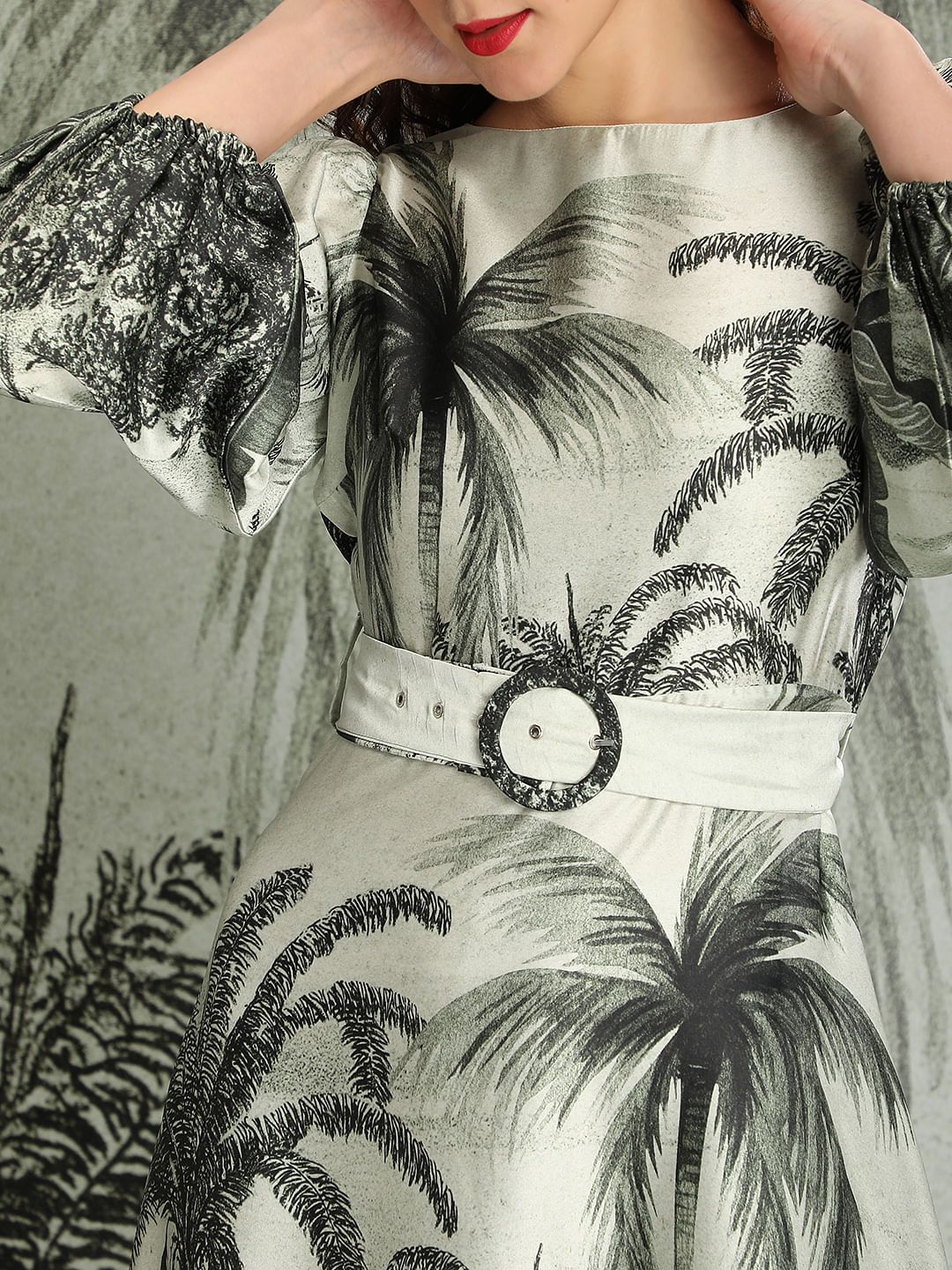 Tropical Print Halter Neck Mini Dress