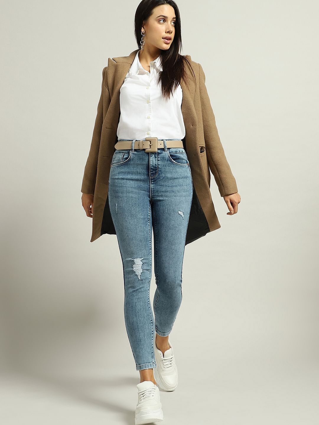 Mid rise khaki skinny on sale jeans