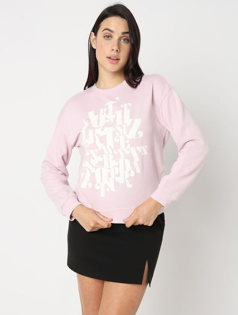 Orchid Pink Graphic Printed Sweatshirt