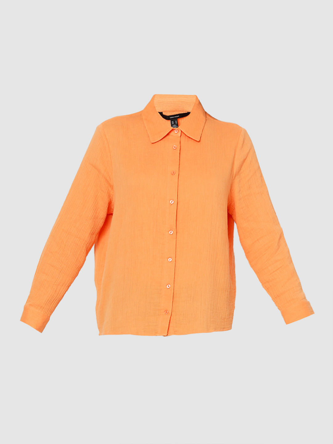 Orange Crinkle Weave Shirt|218274202-Tangerine