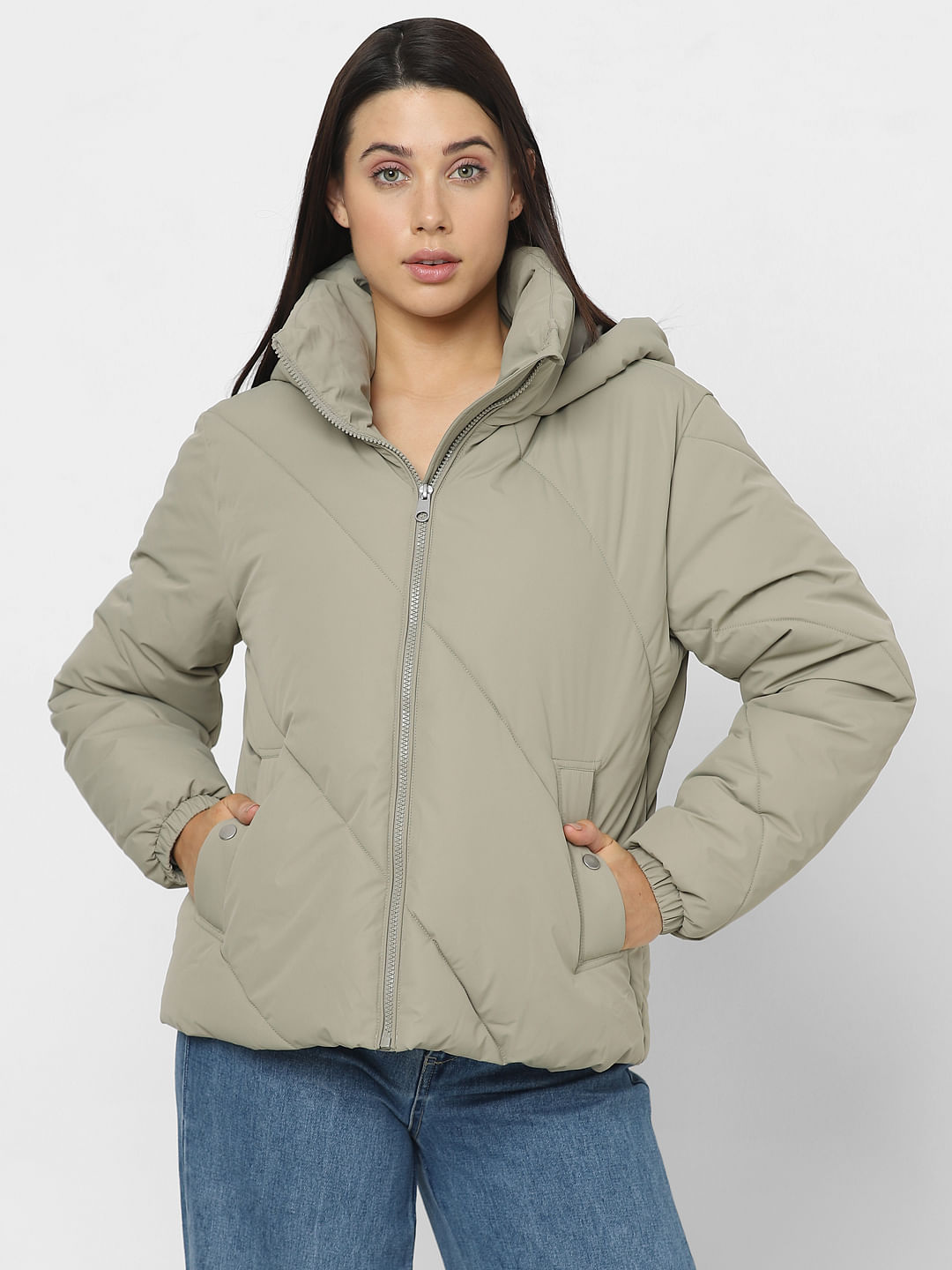 Short hooded clearance puffer jacket