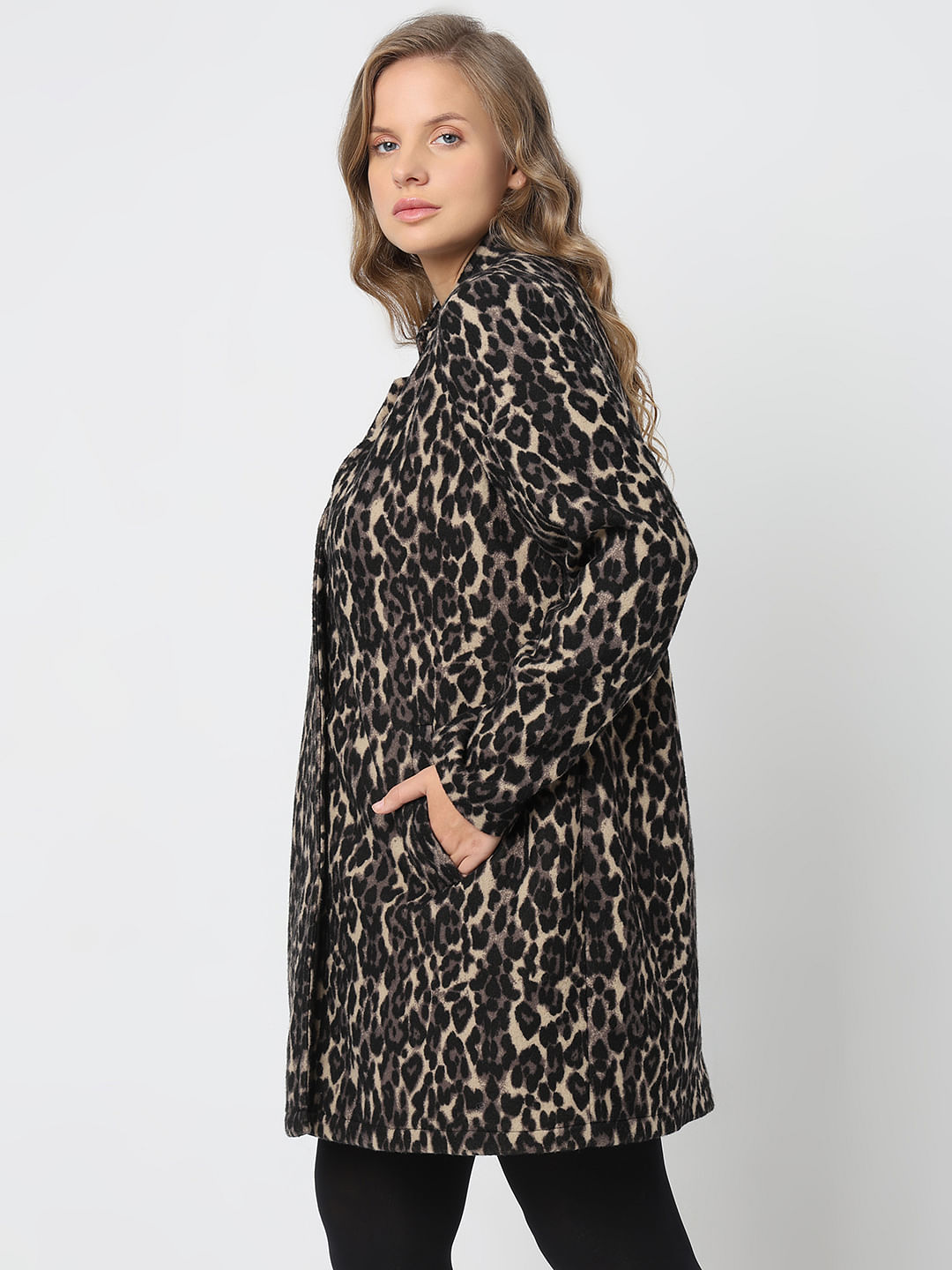 Leopard print sales coat grey