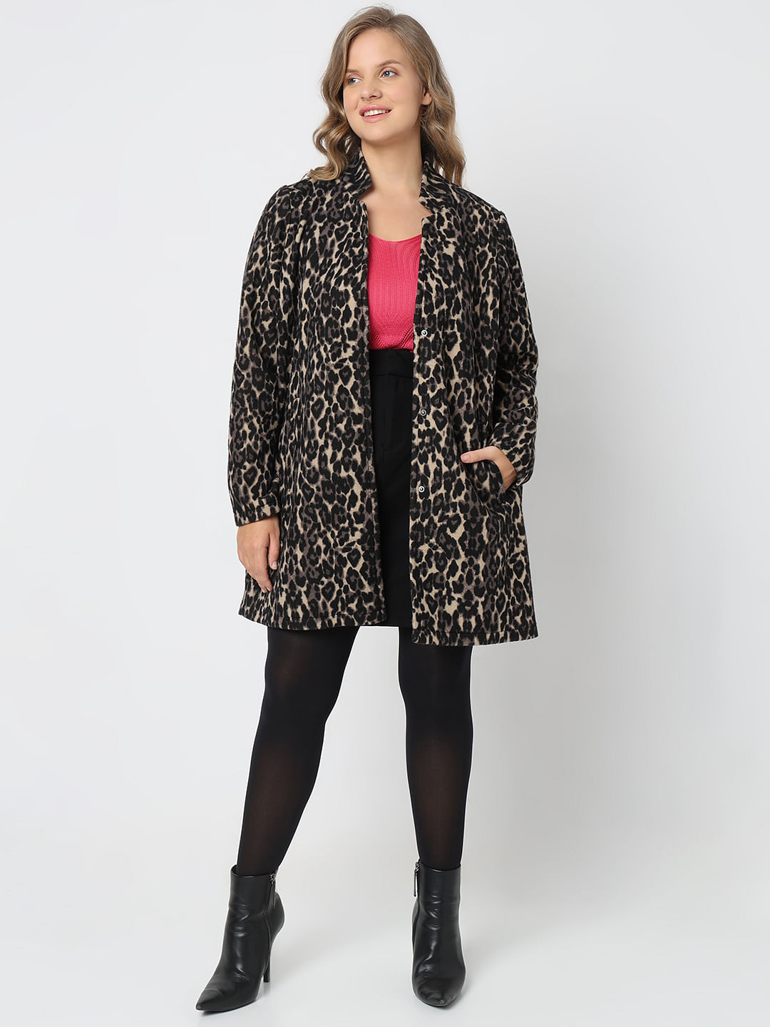 Black animal shop print coat