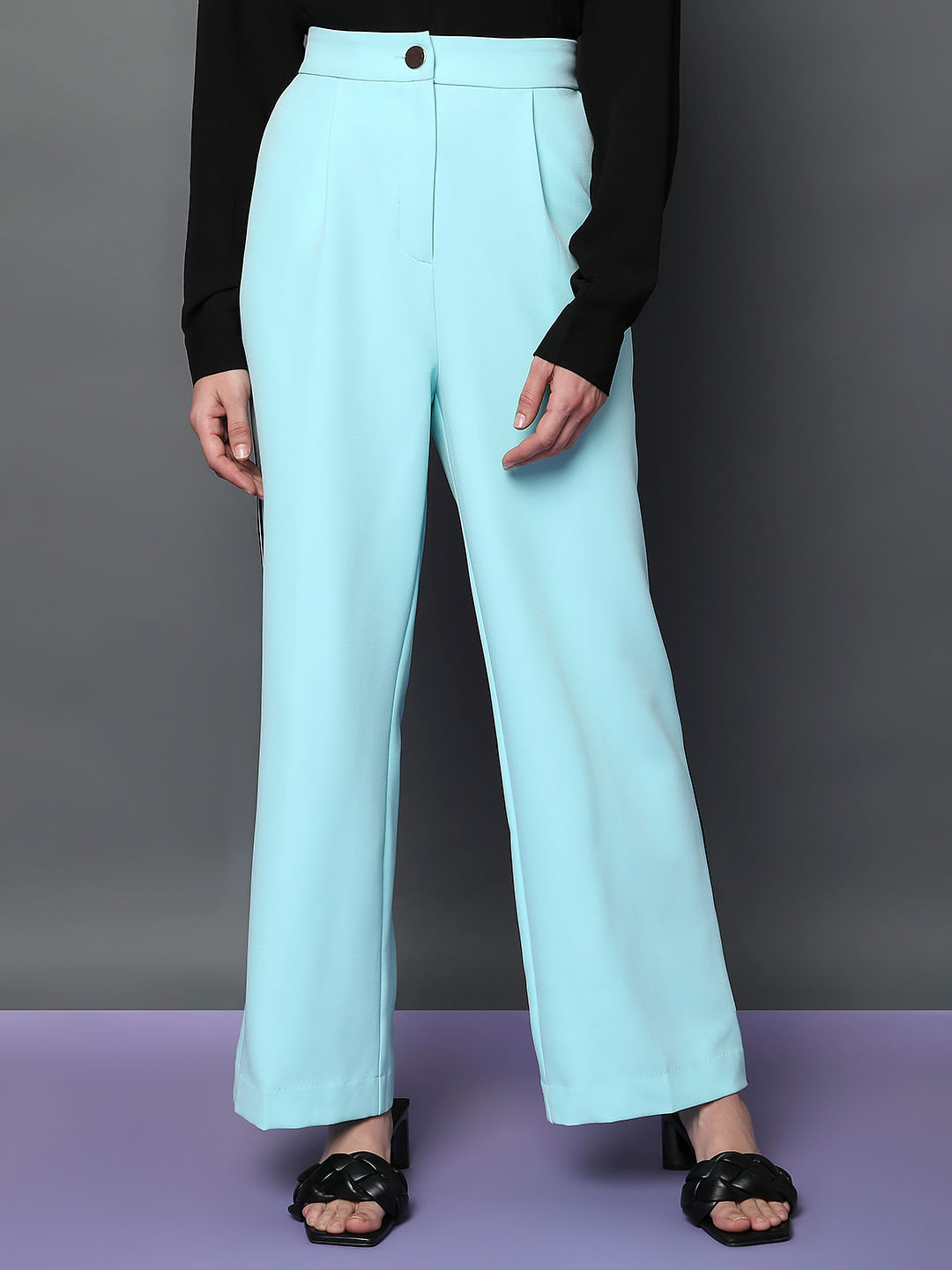 Buy Sky Blue Rayon Solid Women Regular Wear Pant for Best Price, Reviews,  Free Shipping