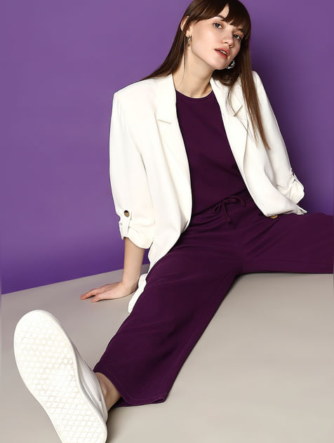 Purple High Rise Knitted Pants