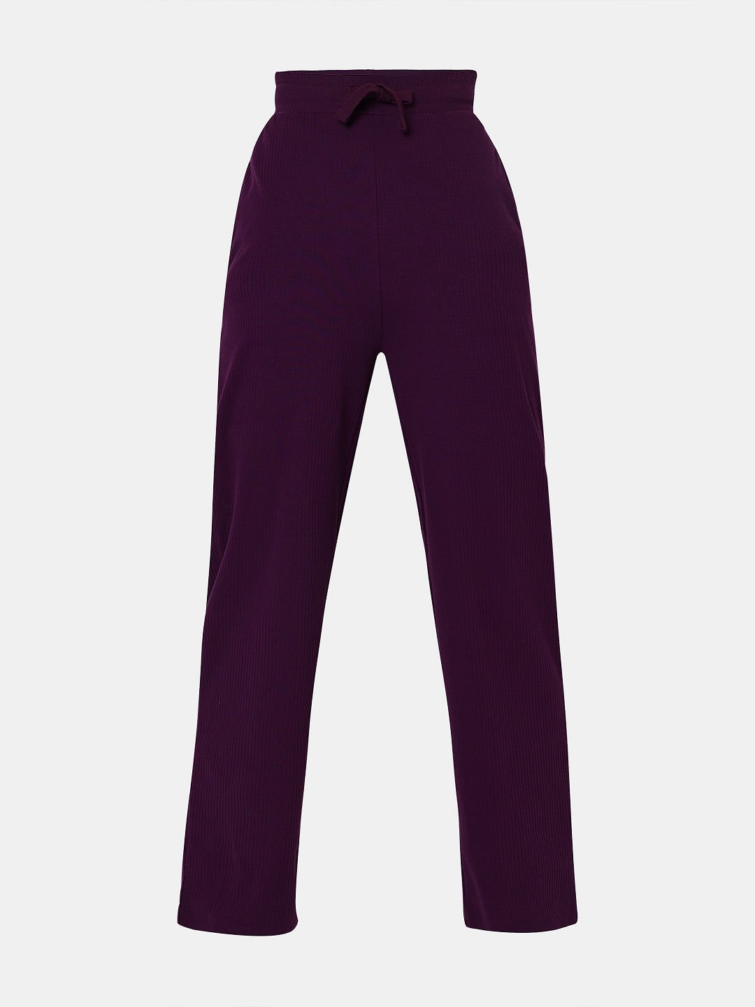 Buy Orchid Purple Cotton Blend Slim Pants Online  W for Woman