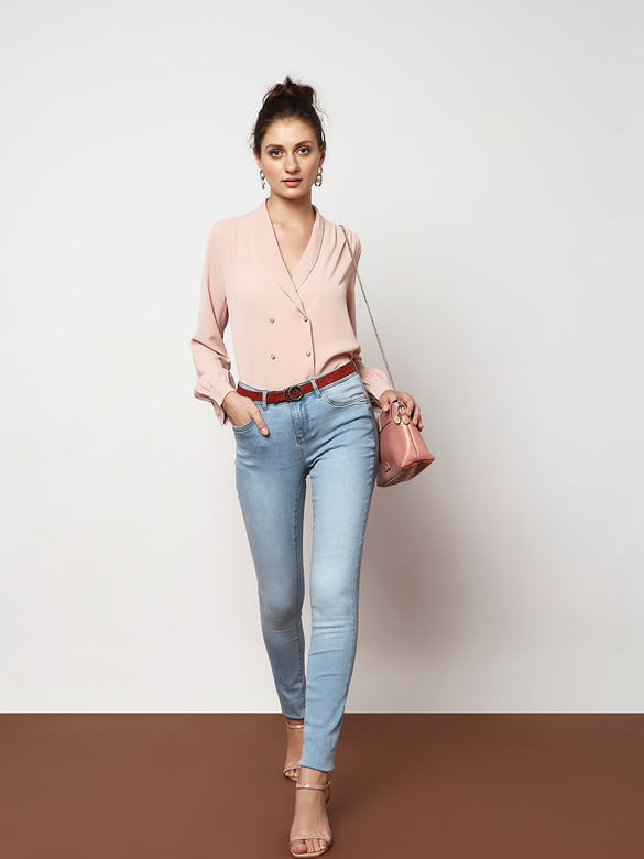 Light Blue Mid Rise Wendy Skinny Fit Jeans