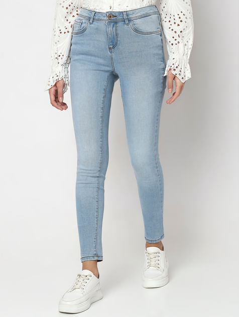 Light Blue Mid Rise Wendy Skinny Fit Jeans