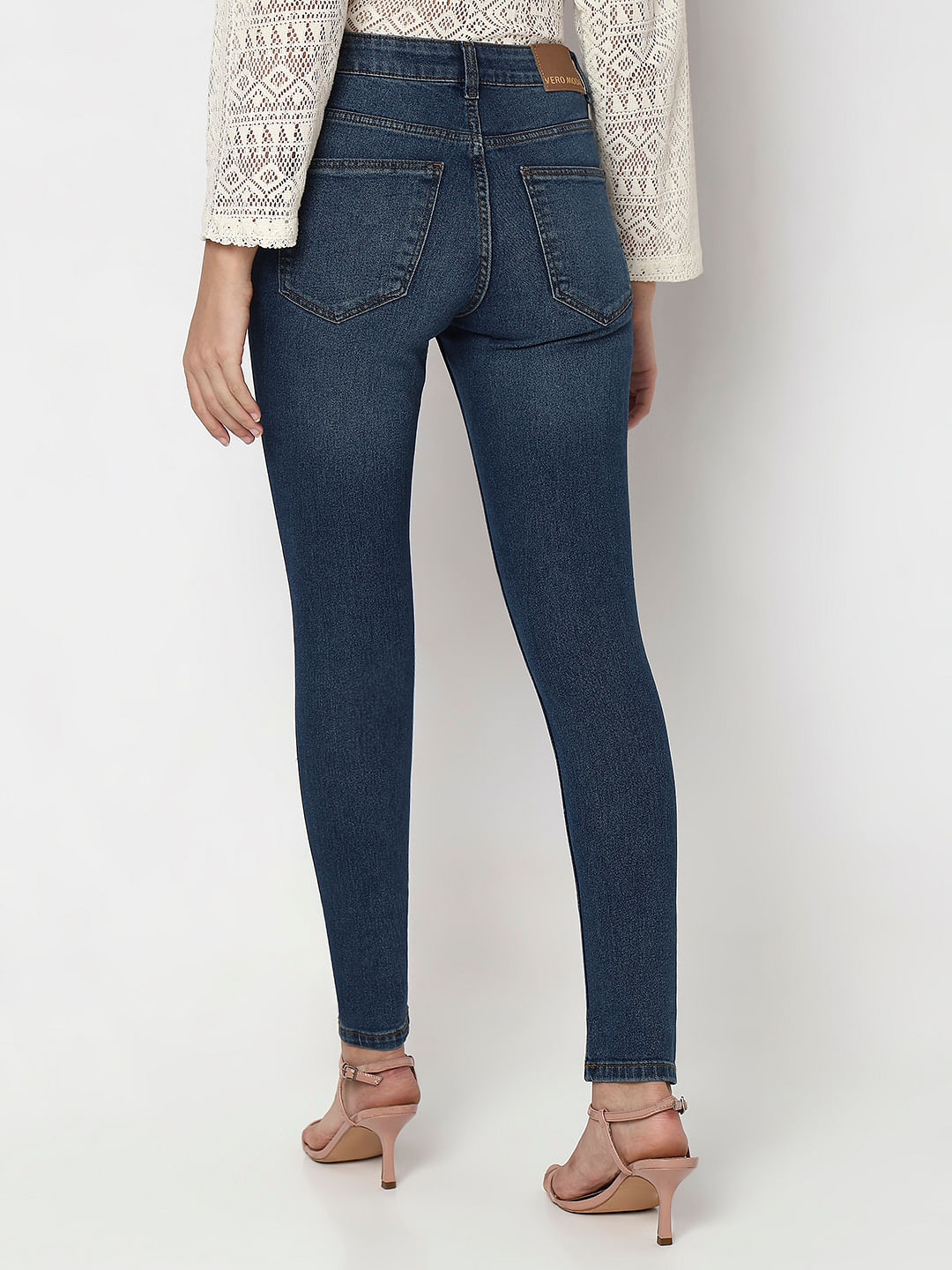 Blue Mid Rise Skinny Fit Jeans