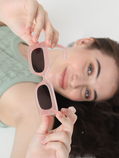 Light Pink Rectangular Sunglasses