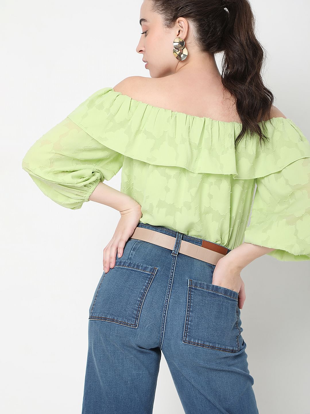 Mint green off shoulder 2024 top