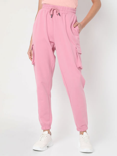 Pink High Rise Cargo Co-ord Set Joggers