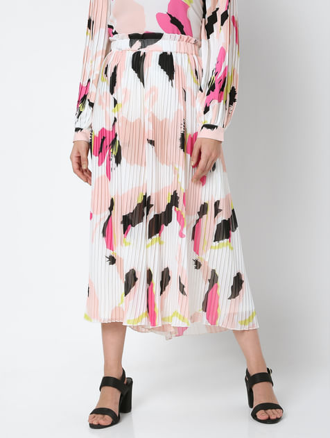 White High Rise Abstract Print Co-ord Skirt