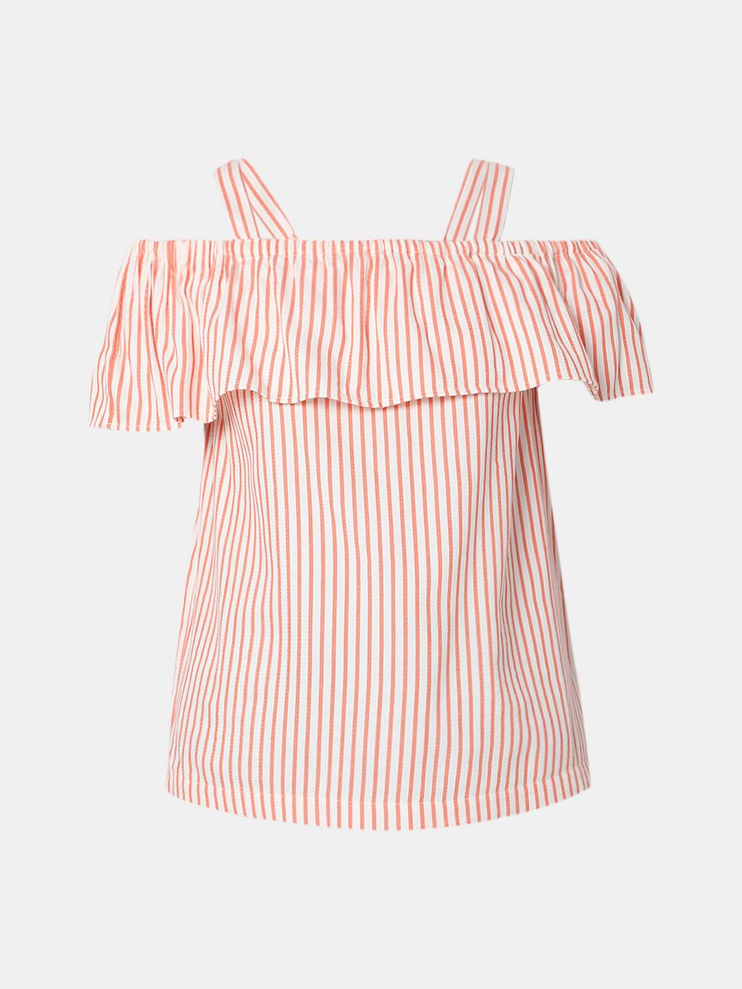 White Striped Off Shoulder Top