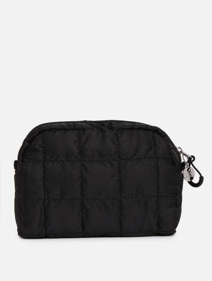 Black Quilted Makeup Pouch
