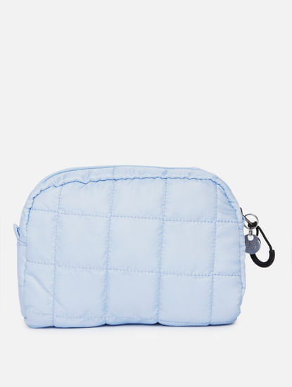 Blue Quilted Makeup Pouch