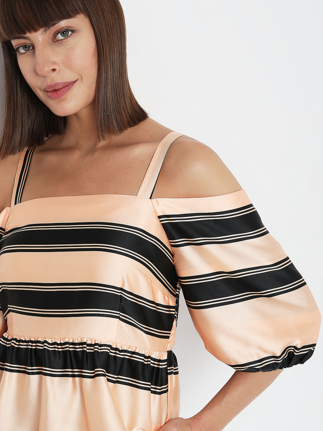 Peach cold shoulder online top