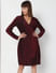 Wine Red Shimmer Wrap Dress