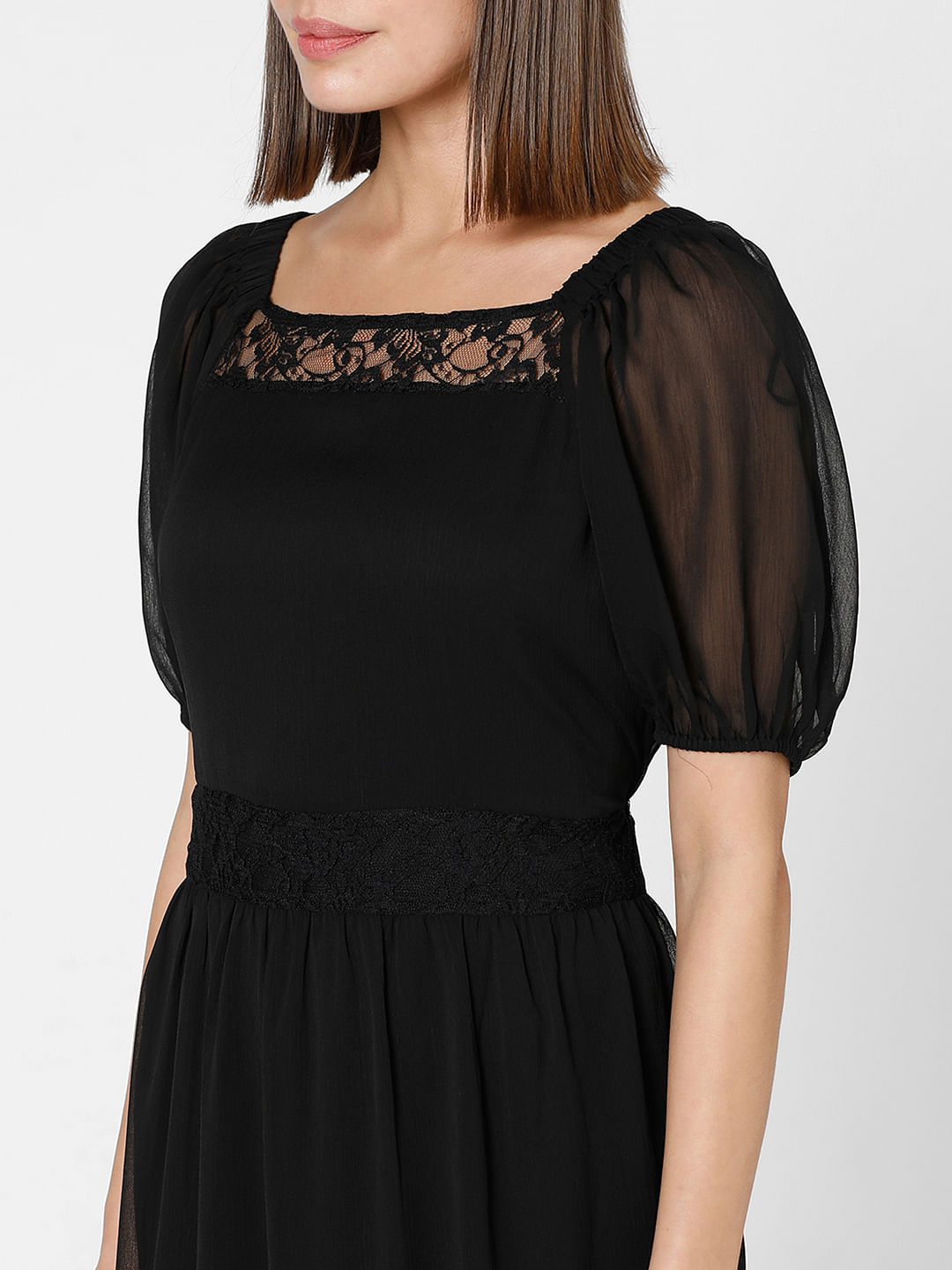 Black chiffon midi outlet dress