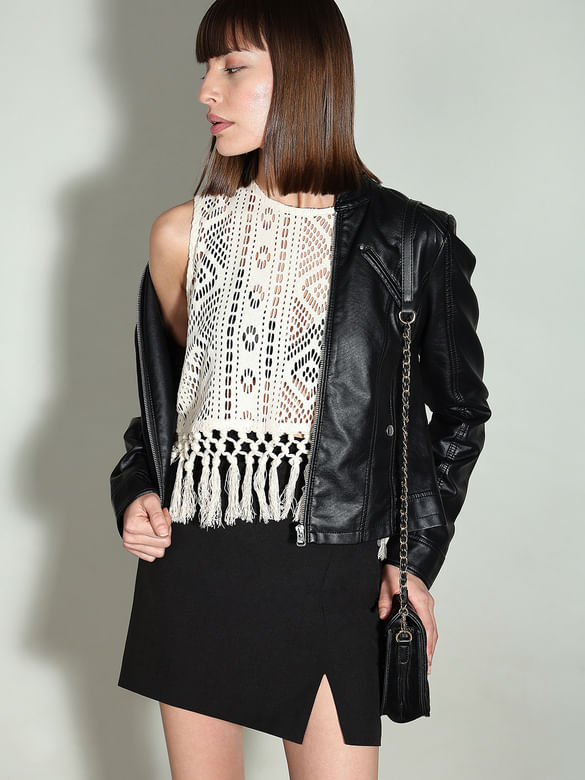 Off-White Cut-Out Crochet Top