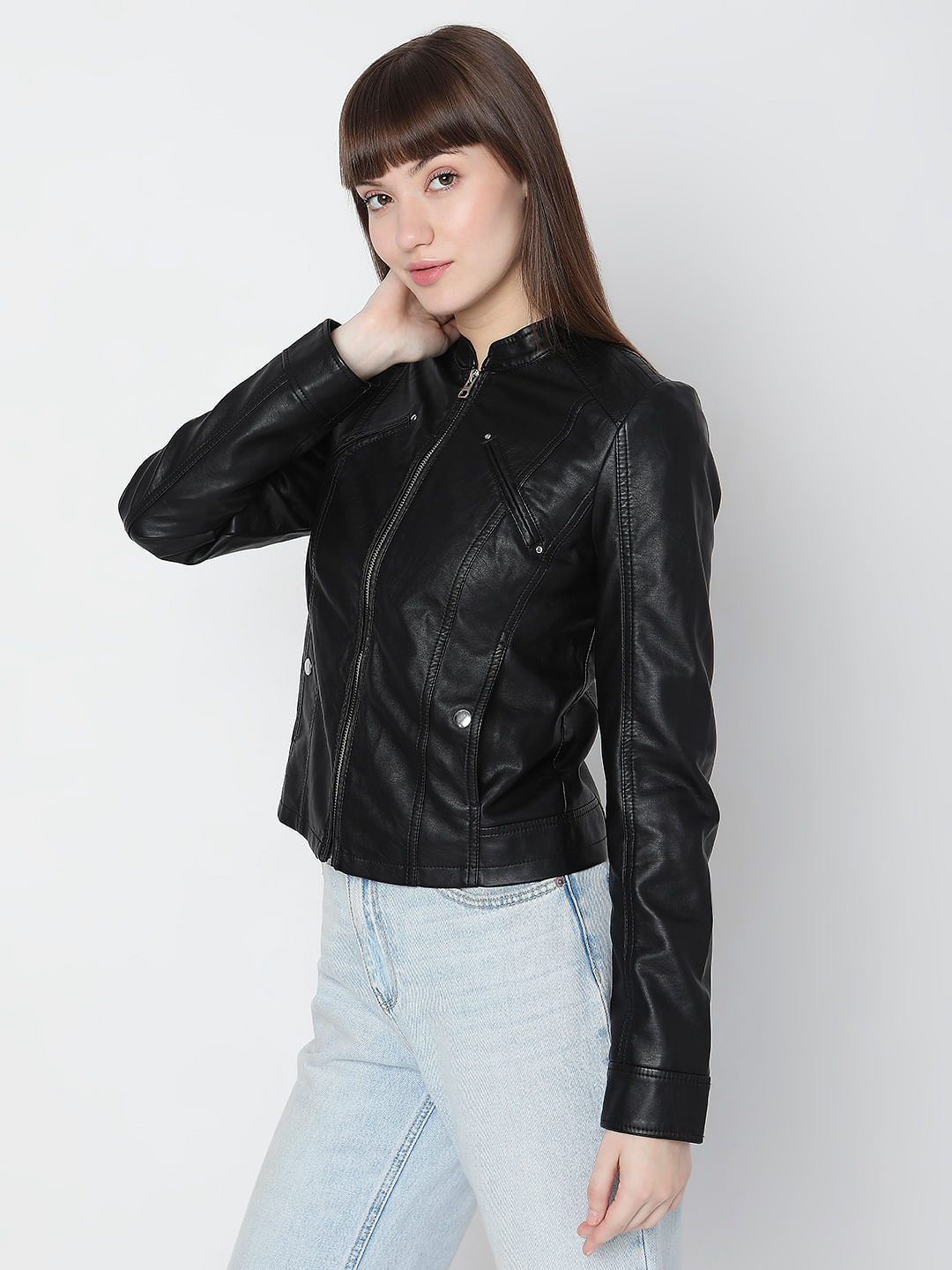 Black faux hotsell biker jacket