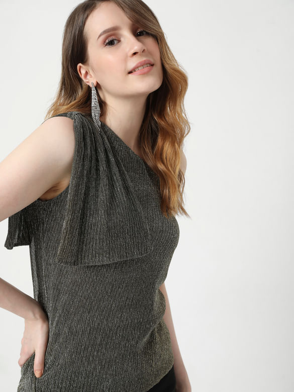 One Shoulder Sleeveless Knit Top