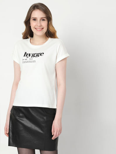 VERO White Hygge Print T-shirt