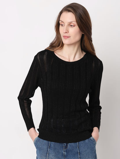 Black Lurex Knit Pullover