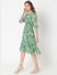 Green Floral Print Midi Dress
