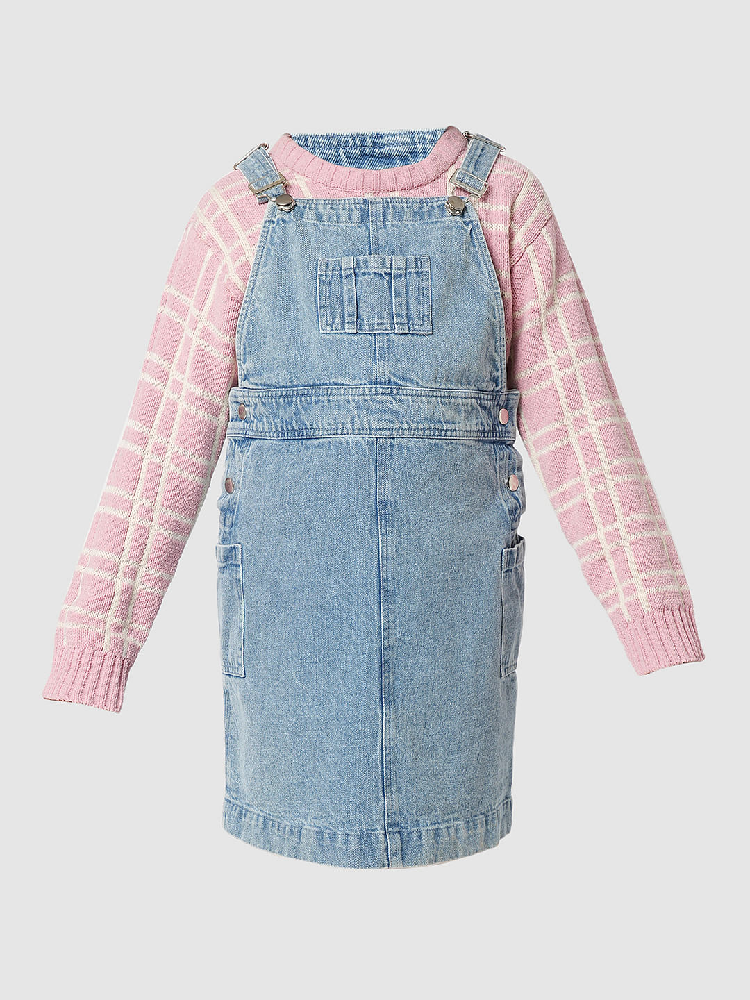 Buy Blue Embroidered Denim Dungaree for Girls Online at KIDS ONLY |  219012001