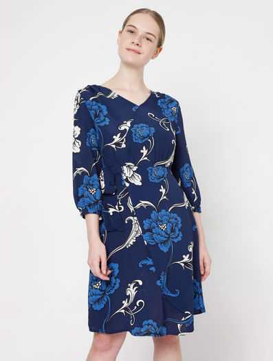 Blue Floral Flit & Flare Dress