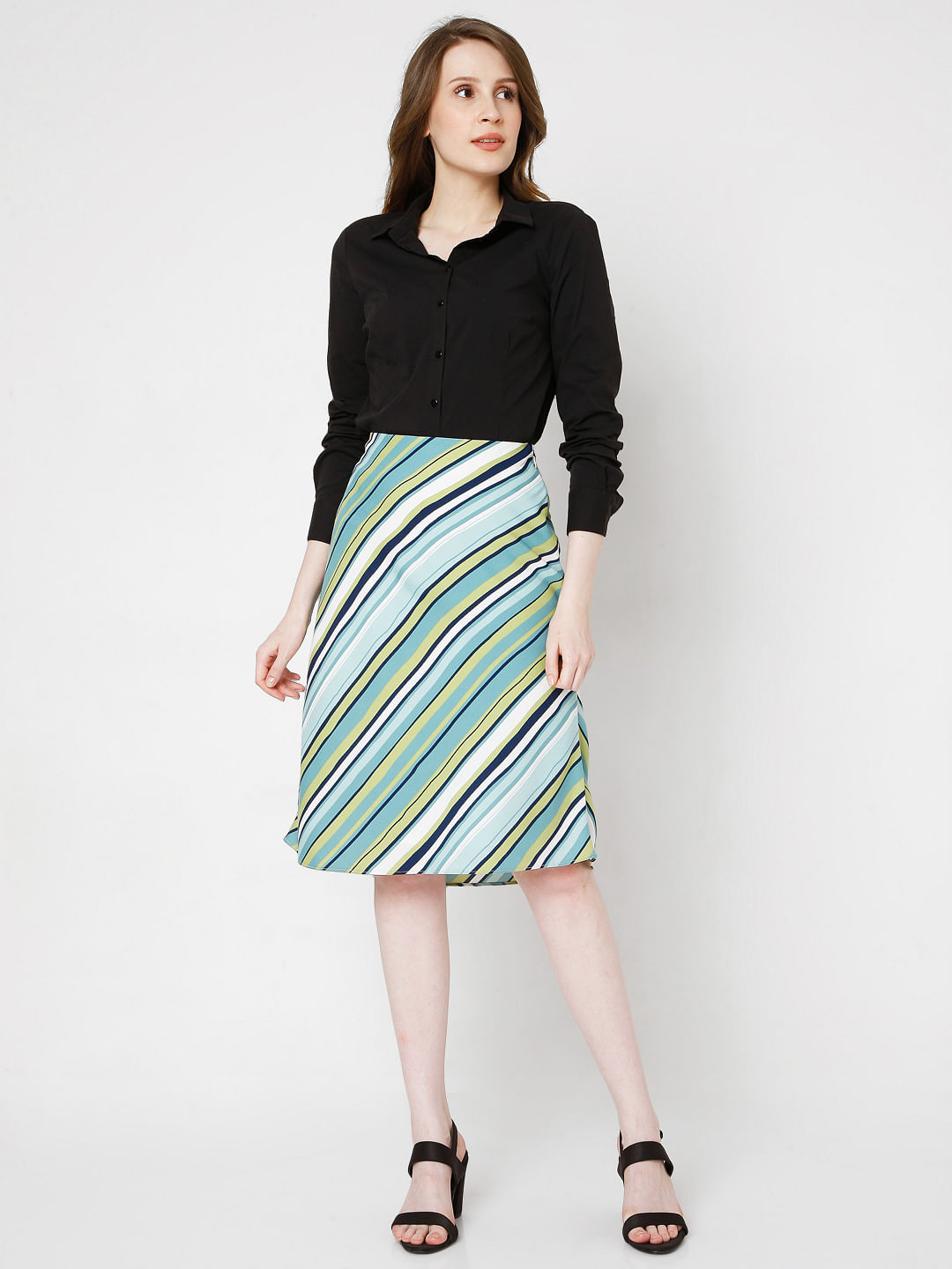 Striped a outlet line skirt