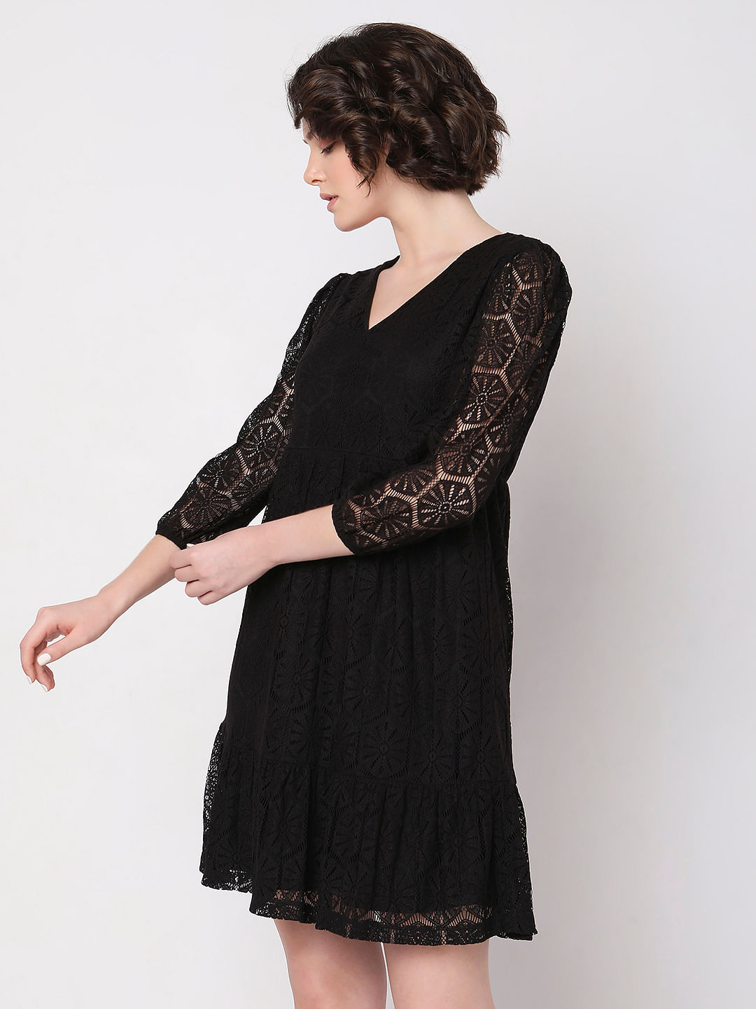 Buy ZINK LONDON Pink Womens A Line Lace Dress | Shoppers Stop