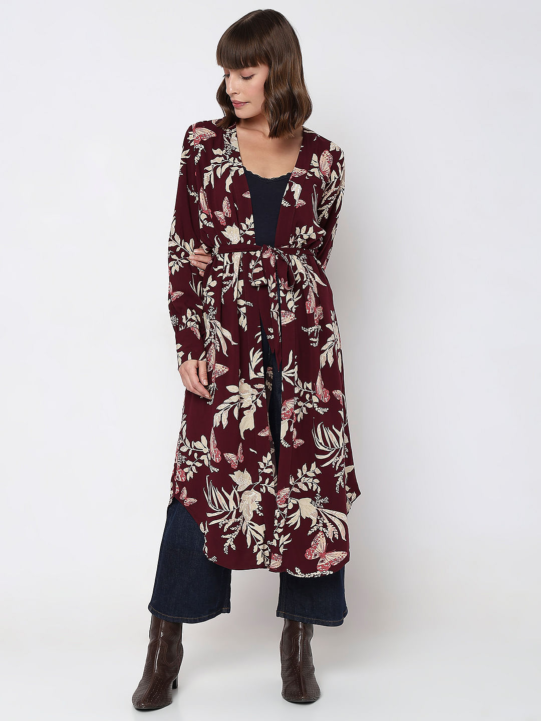 Maroon kimono clearance cardigan