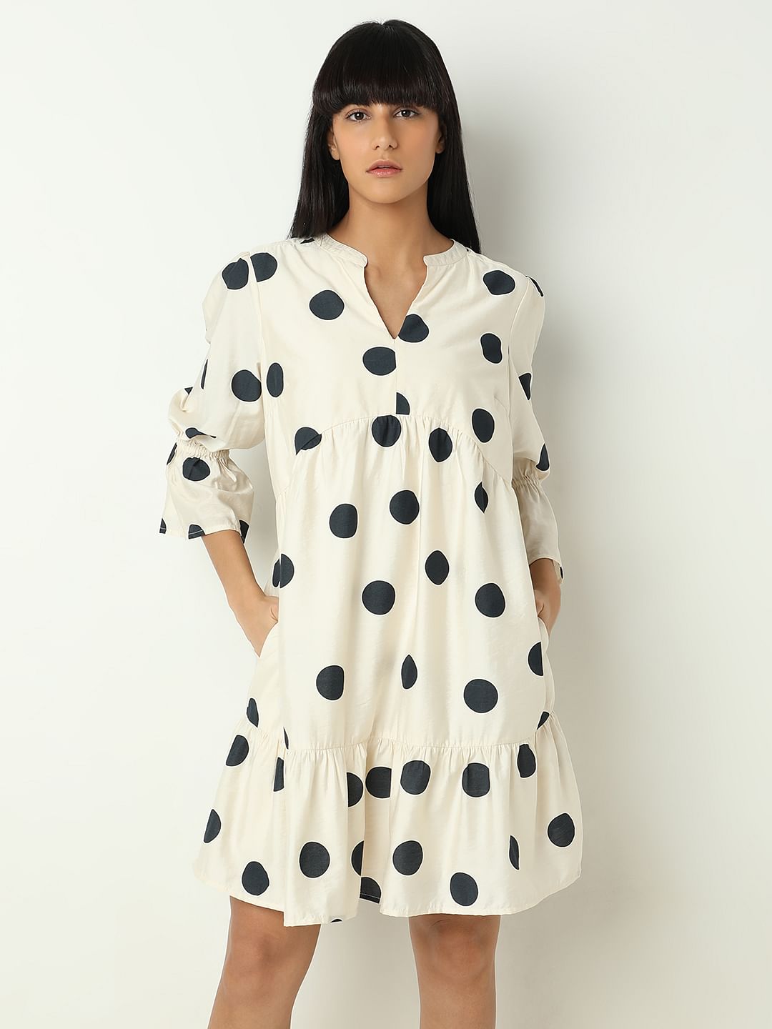 White Polka Dot Short Dress