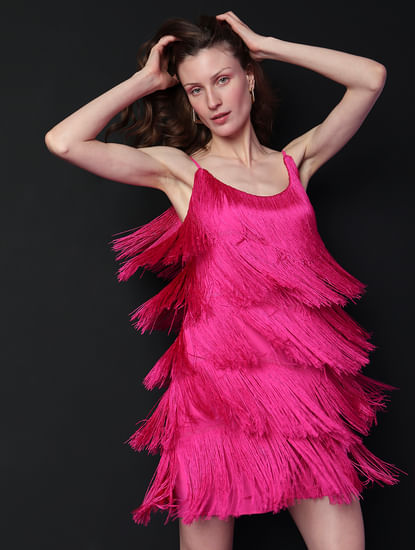 MARQUEE Pink Tassel Mini Dress