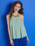 MARQUEE Green Pleated Top