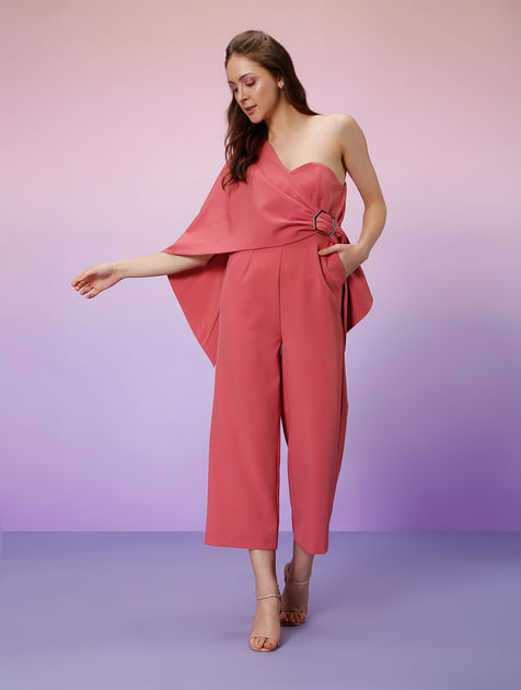 MARQUEE Pink One Shoulder Jumpsuit
