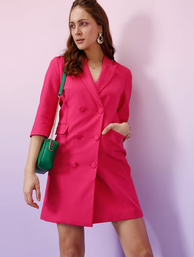 Hot Pink Tailored Blazer Dress