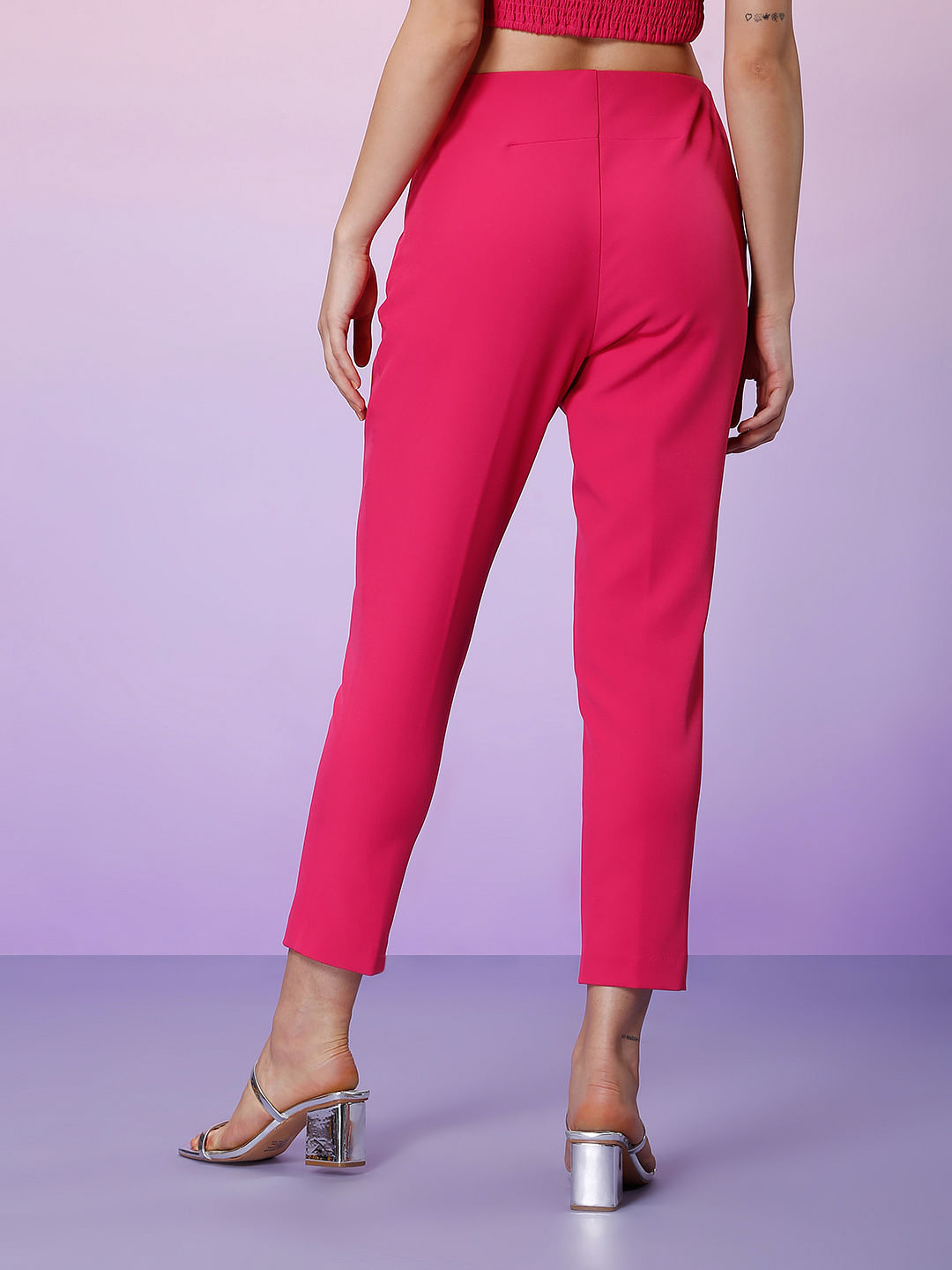 City Fashion Womens Slim Fit Baby Pink Lumlum Cigarette Trouser Pants