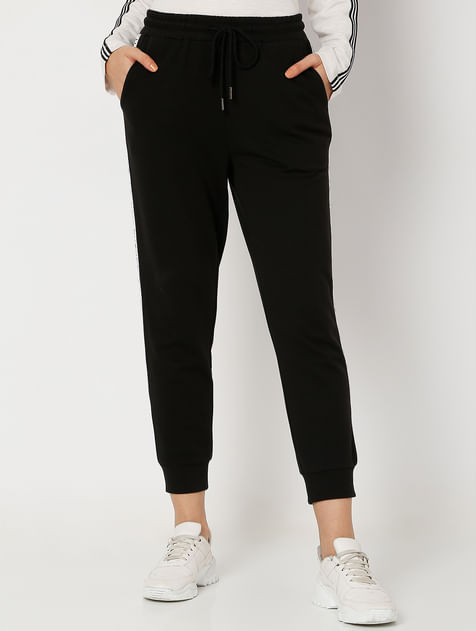 Buy MODISH-BLACK-HIGH-RISE PRINTED JOGGERS for Women Online in India