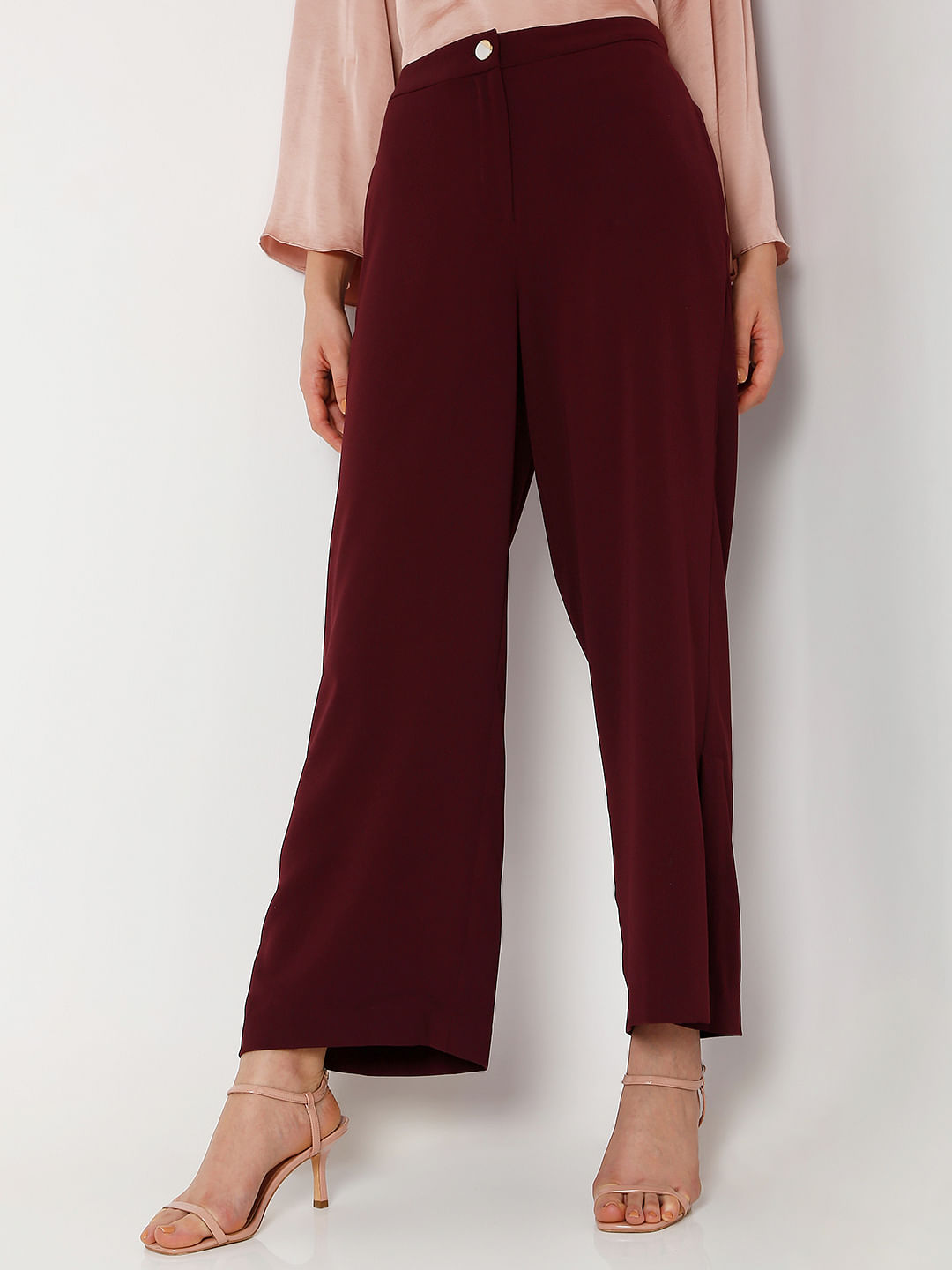 Buy Alice and Olivia Dylan High-Waist Wide-Leg Pants | Coral Red Color  Women | AJIO LUXE