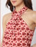 Red Printed Halter Neck Top