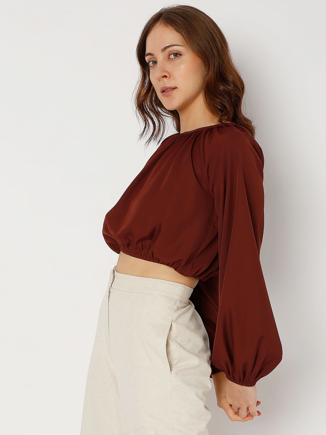 Maroon crop top clearance sweater