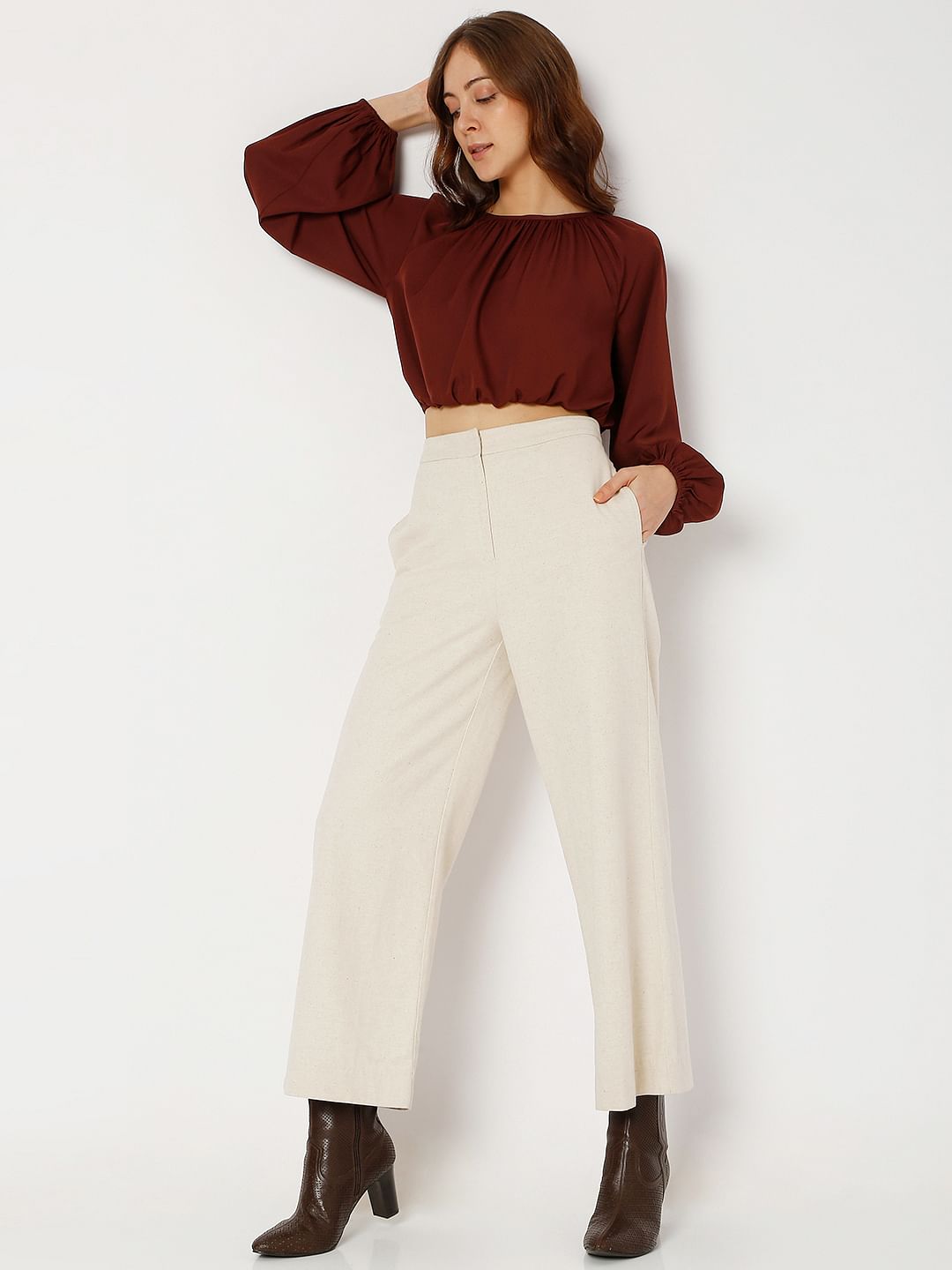 Maroon crop cheap top sweater