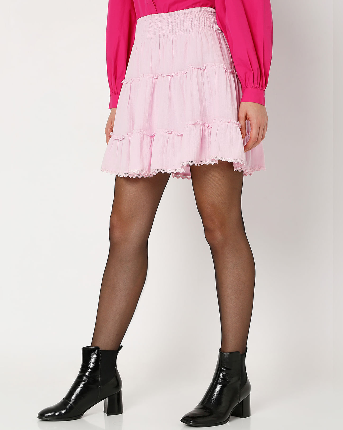 Pink High Rise Mini Skirt