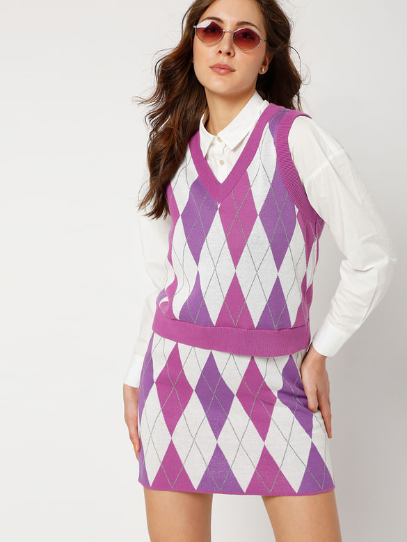 Purple Knit Co-ord Sweater