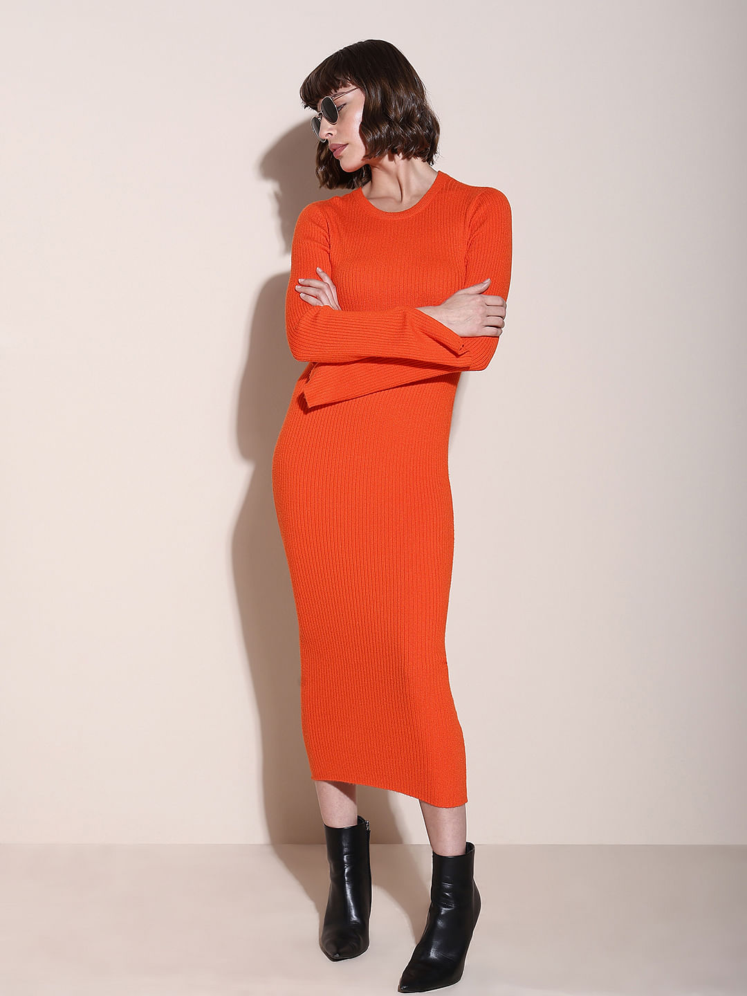 Buy Women Orange One Shoulder Bodycon Dress Online at Sassafras